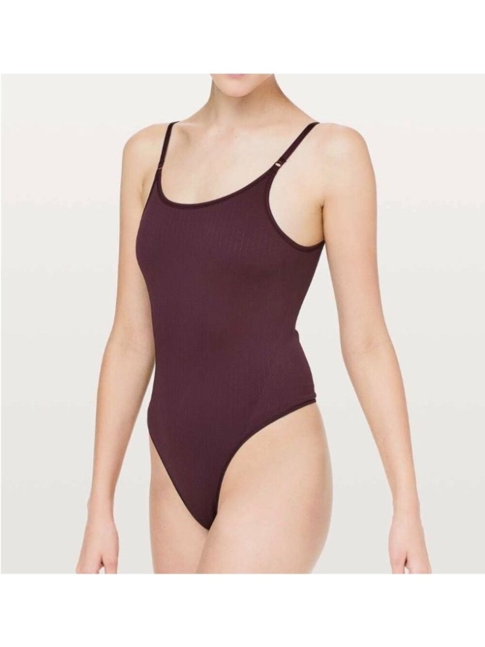 NWT Lululemon Underneath It All Bodysuit L Dark Adobe Burgundy NEW Scoop Back